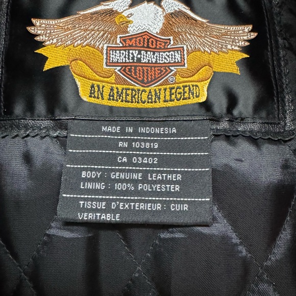 Harley-Davidson Black Genuine Leather Bomber Jacket Unisex - Picture 3 of 9